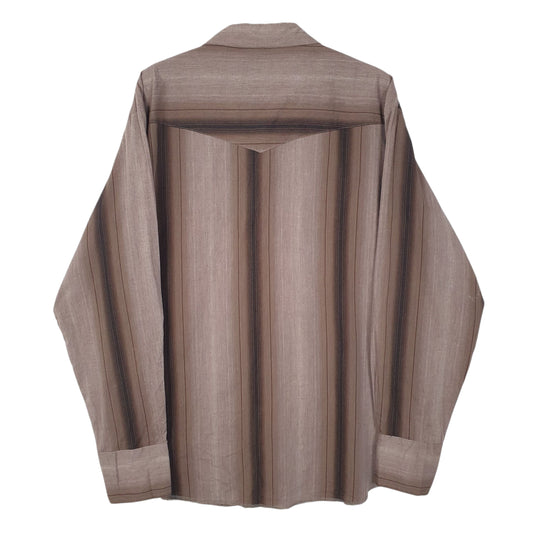 Mens Brown Wrangler Pearl Snap Western  Shirt