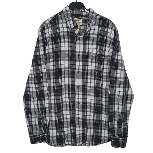 Mens Grey L.L.Bean Flannel Long Sleeve Shirt