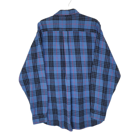 Mens Blue L.L.Bean Scotch Plaid Flannel  Shirt