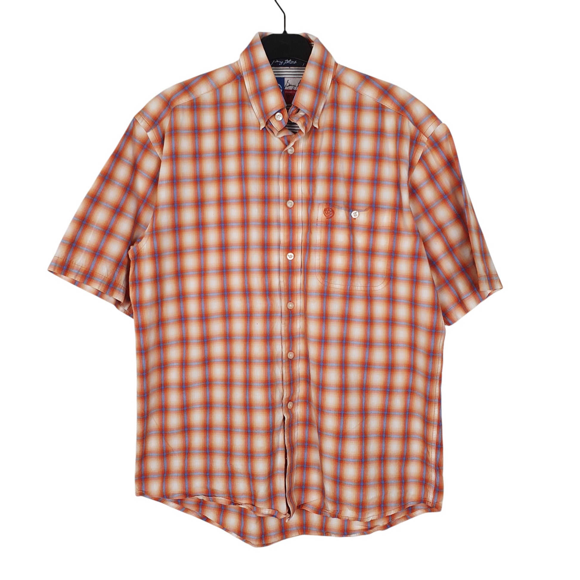 Mens Orange Wrangler George Strait Cowboy Cut Short Sleeve Shirt