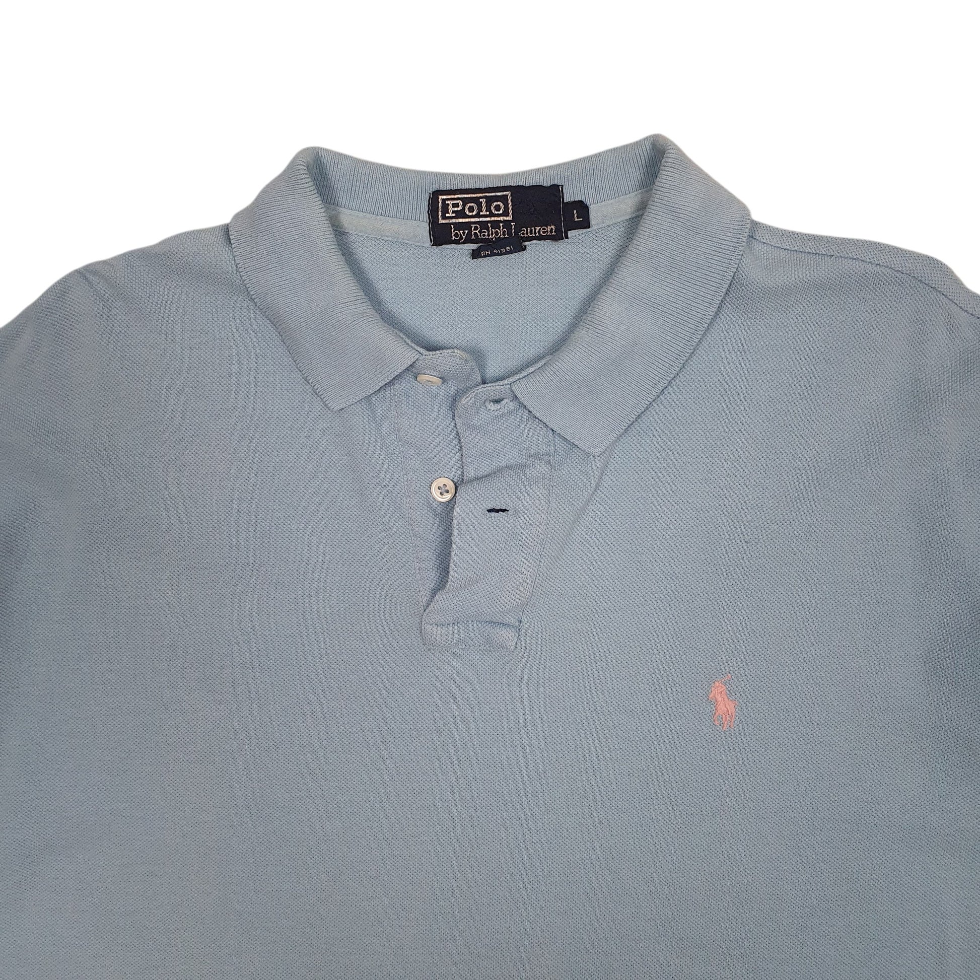 Mens Blue Polo Ralph Lauren Vintage 90s Made In USA  Polo Shirt