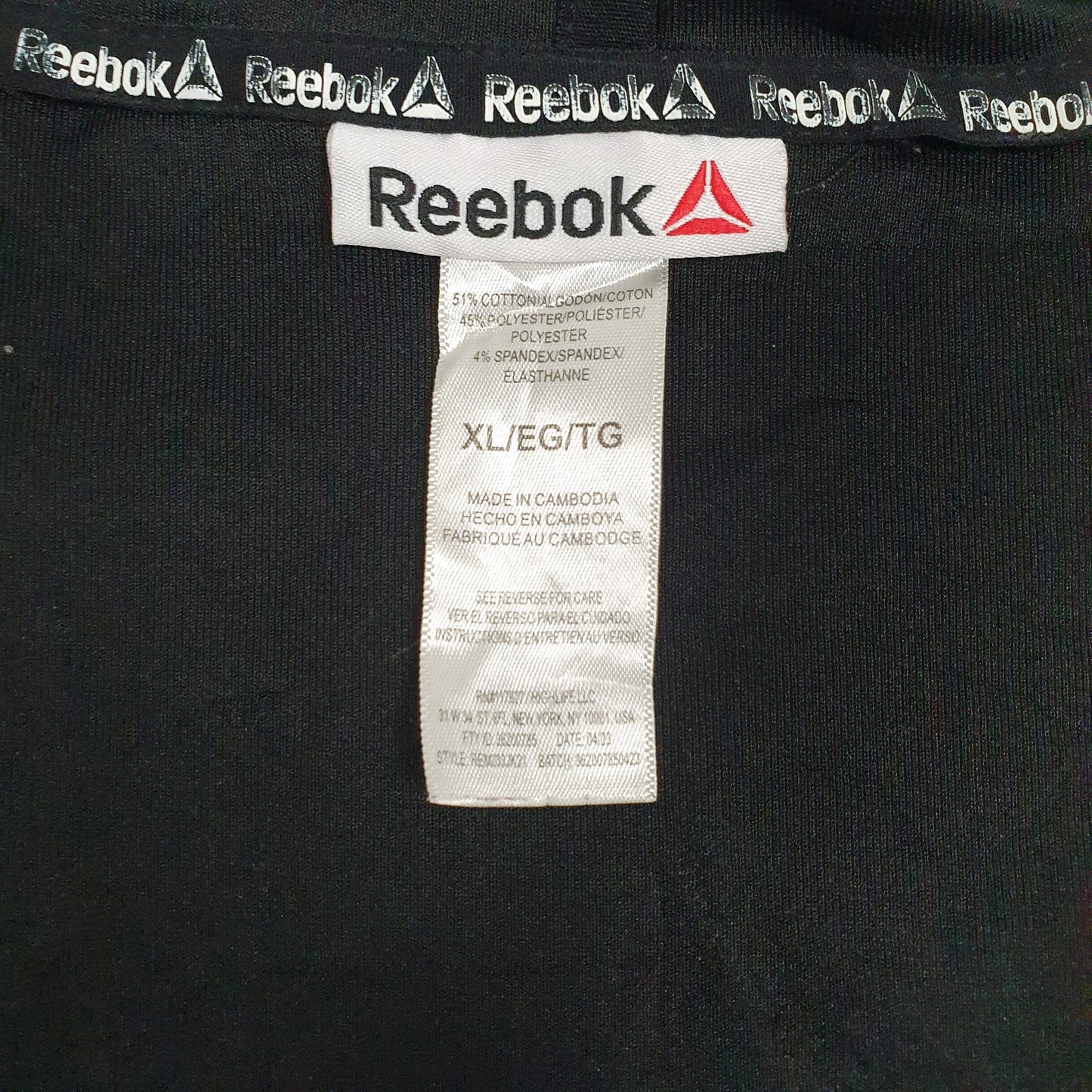 Mens Black Reebok  Full Zip Jumper
