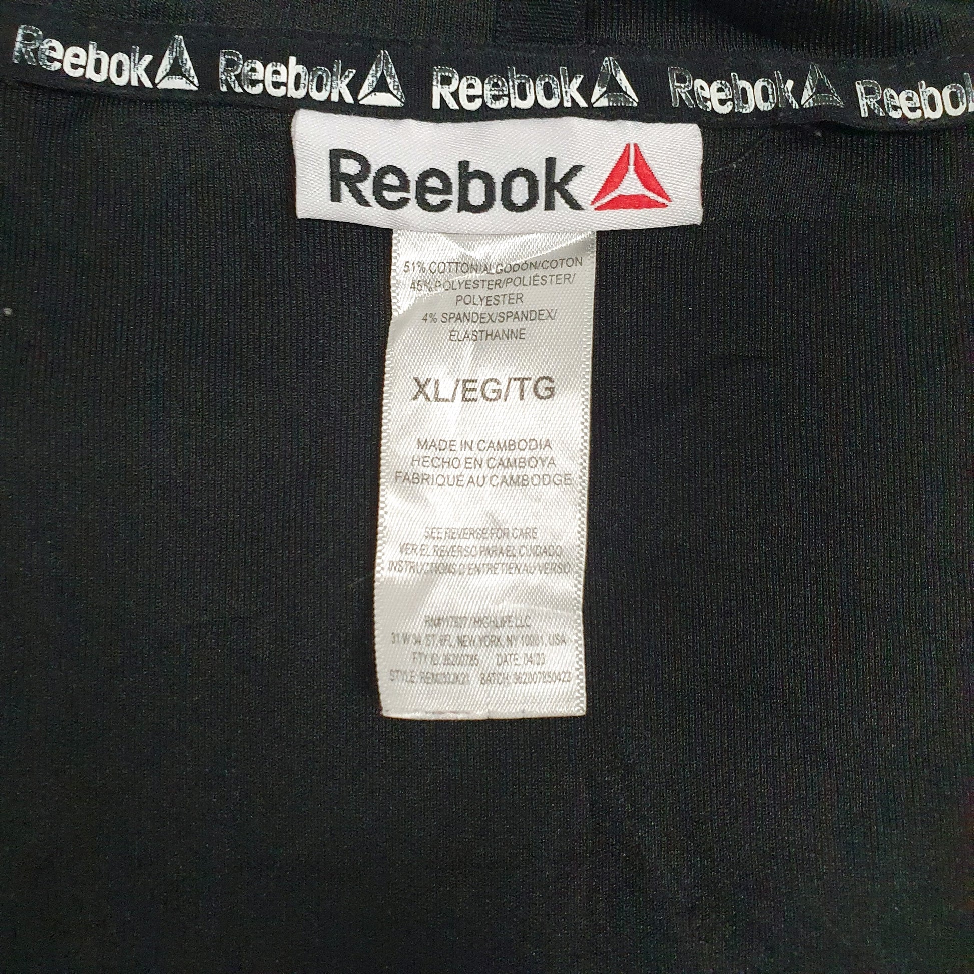 Mens Black Reebok  Full Zip Jumper