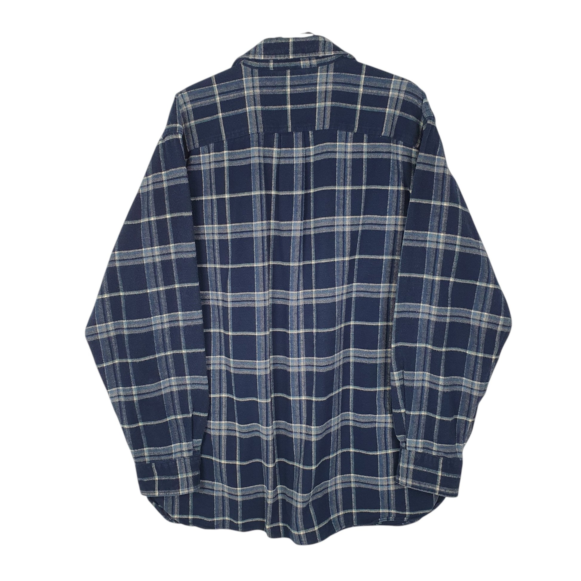 Mens Navy L.L.Bean Thick Plaid Chamois  Shirt