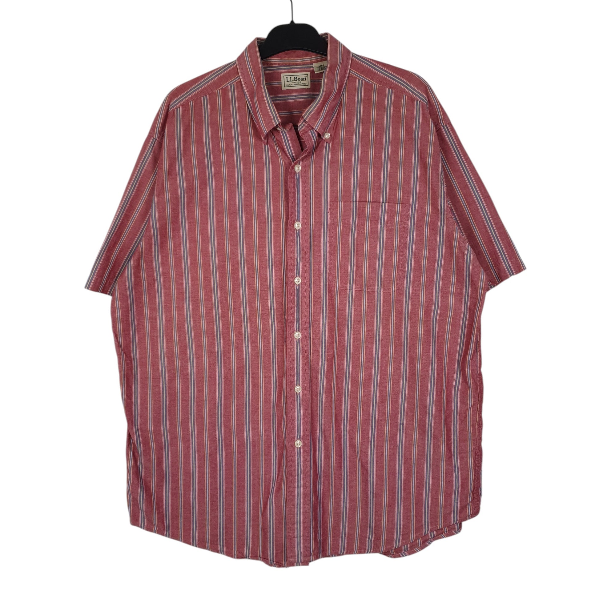 Mens Burgundy L.L.Bean Vintage 90s Short Sleeve Shirt