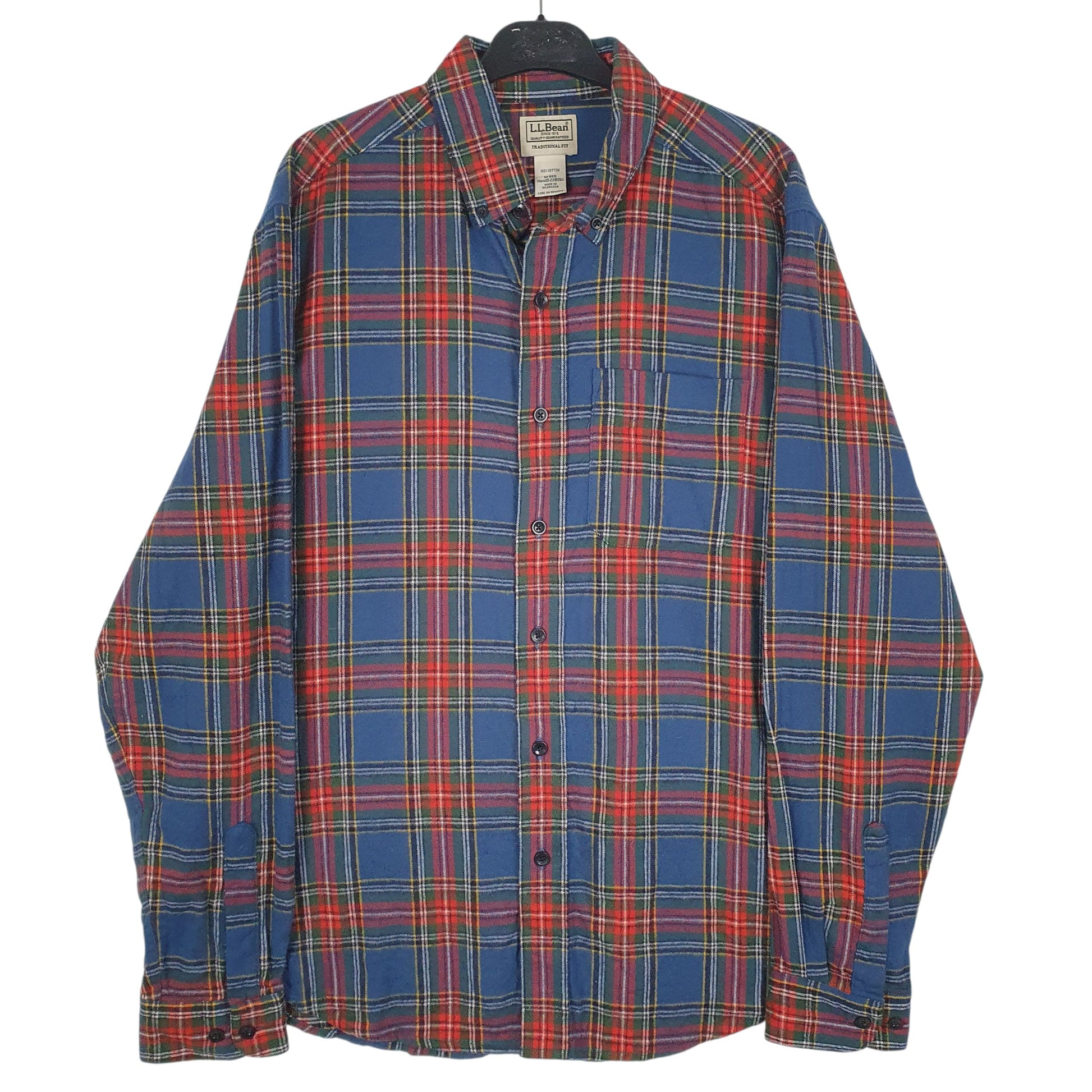 Mens Blue L.L.Bean Flannel Long Sleeve Shirt