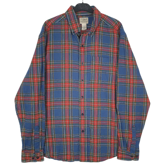Mens Blue L.L.Bean Flannel Long Sleeve Shirt