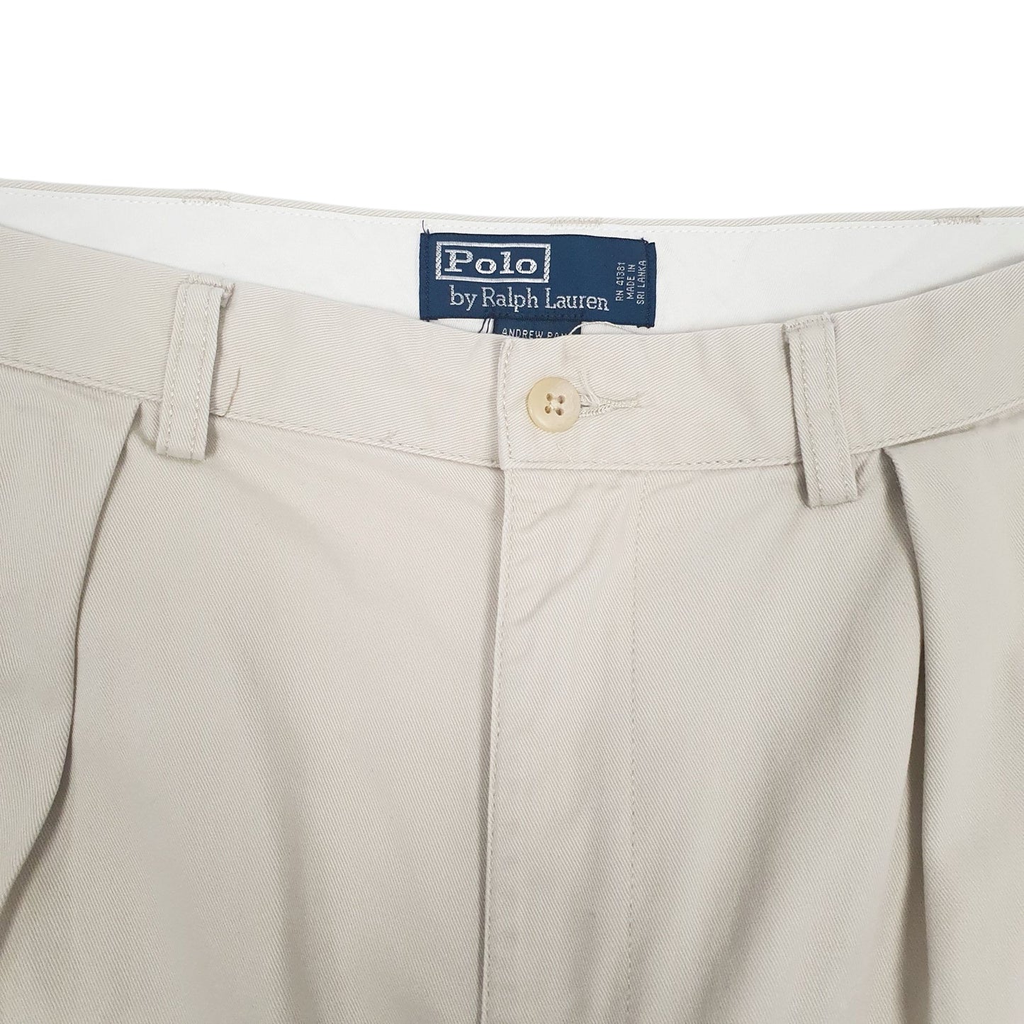 Mens Cream Polo Ralph Lauren Andrew Pant Double Pleated  Trousers