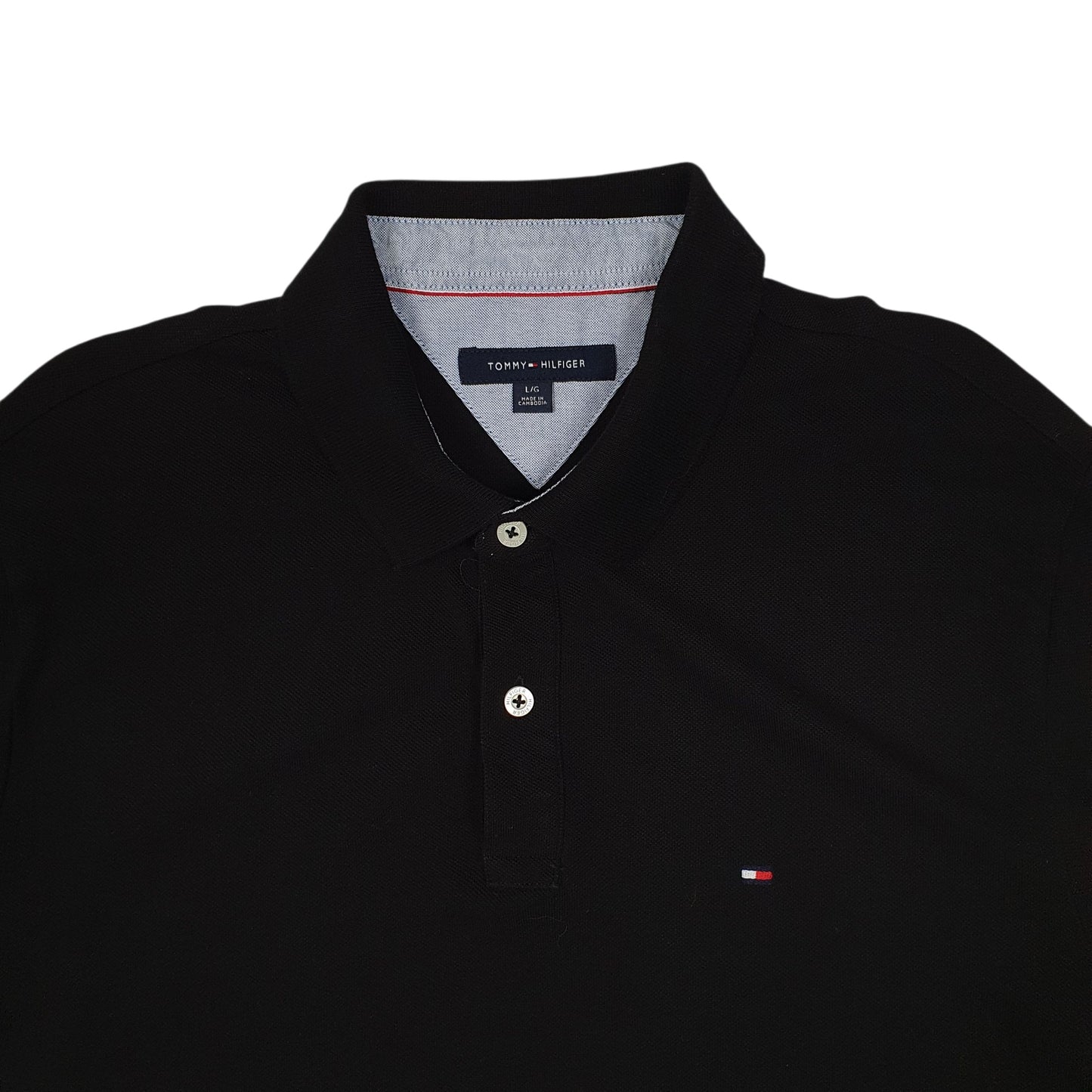 Mens Black Tommy Hilfiger  Hoodie Polo Shirt