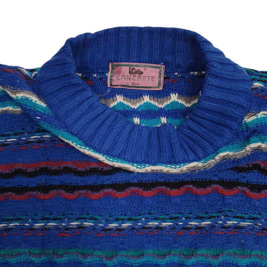 Mens Blue Concrete Mix Funky Crewneck Jumper
