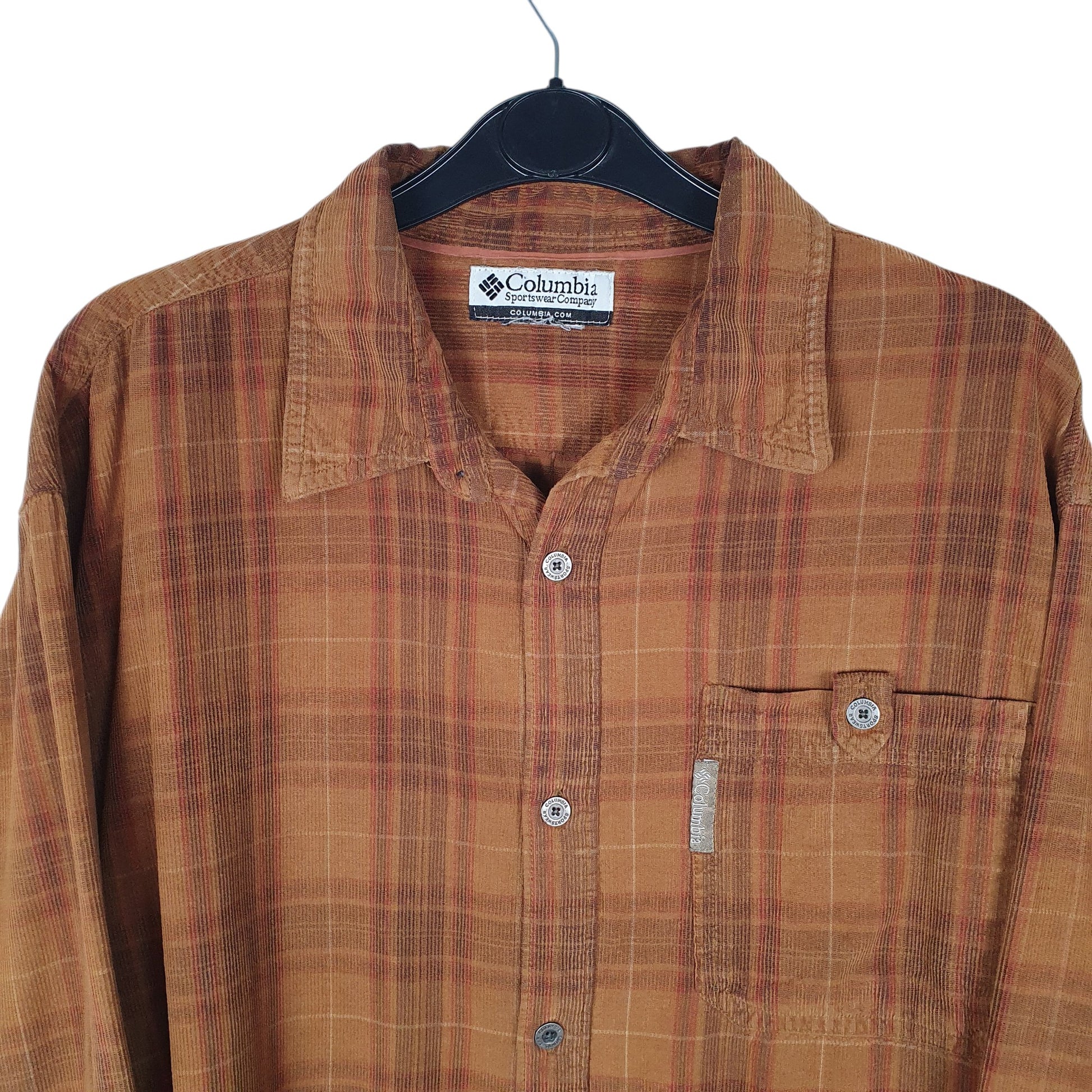 Mens Brown Columbia Sportswear Company Vintage 90s Corduroy  Shirt