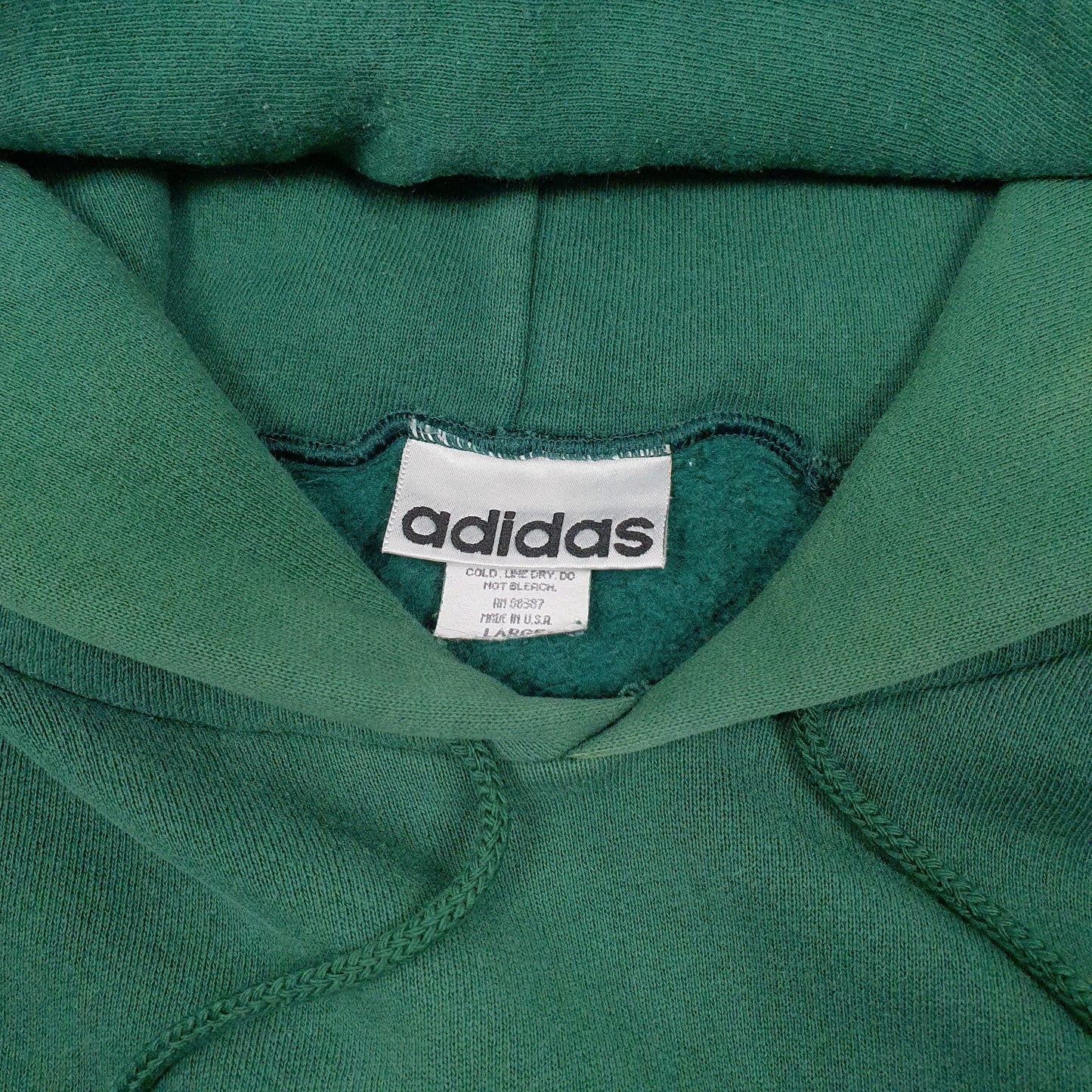 Mens Green Adidas Vintage 90s Made In USA Spellout Hoodie Jumper