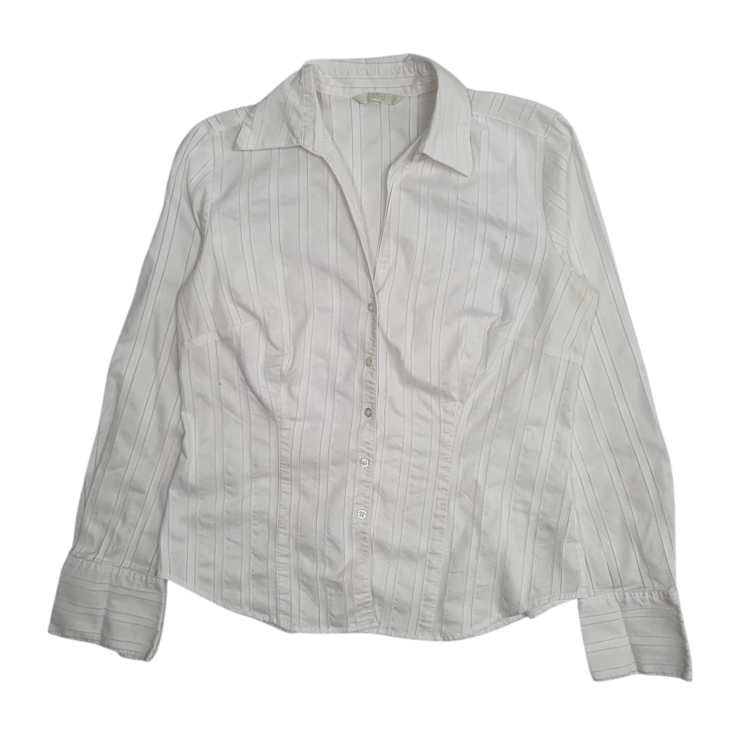 Womens White M&S Blouse Long Sleeve Shirt
