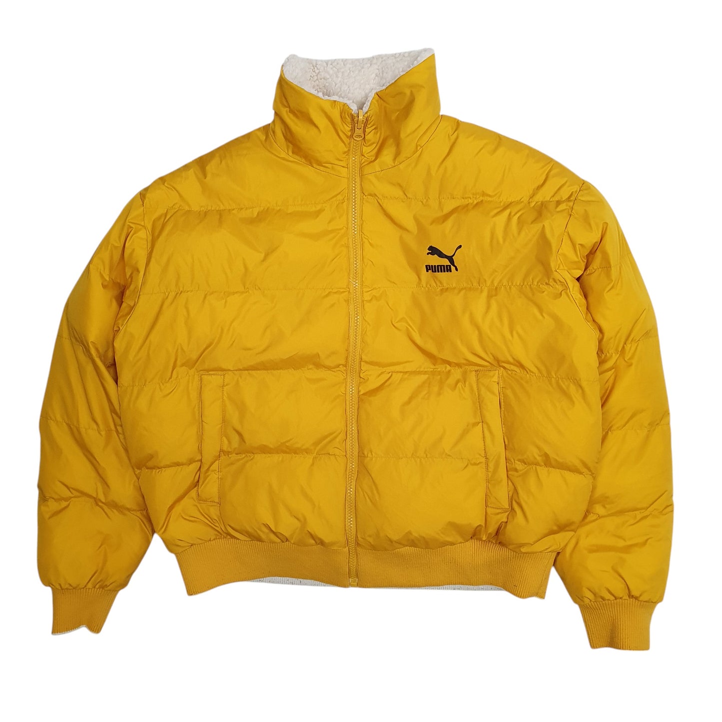 Womens Yellow Puma Reversible Sherpa  Coat