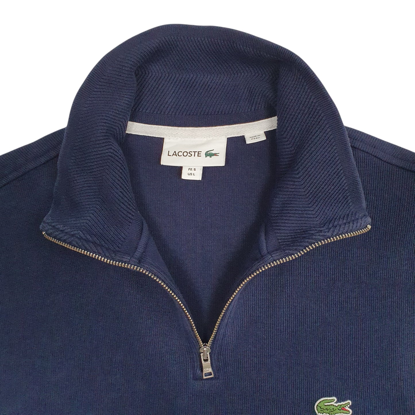 Mens Navy Lacoste  Quarter Zip Jumper