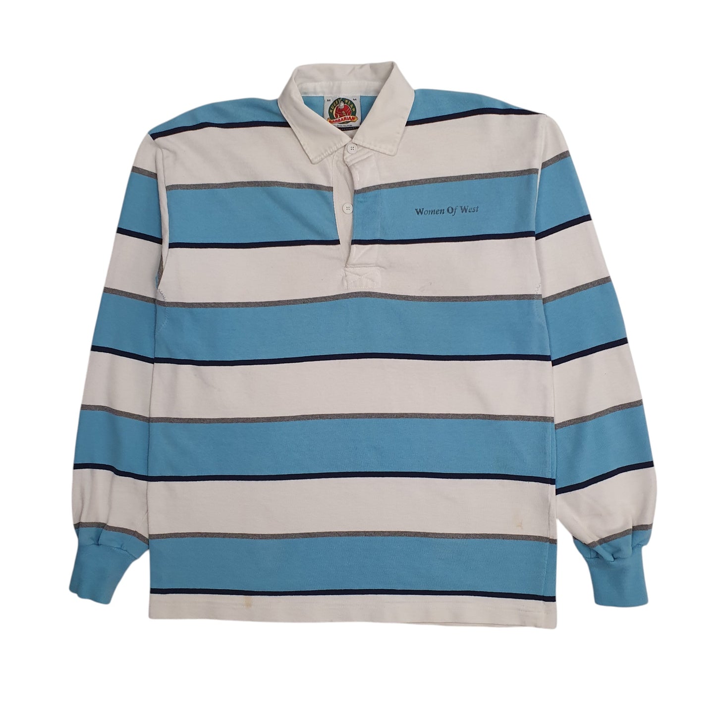 Mens Blue Barbarian Rugby Long Sleeve Polo Shirt