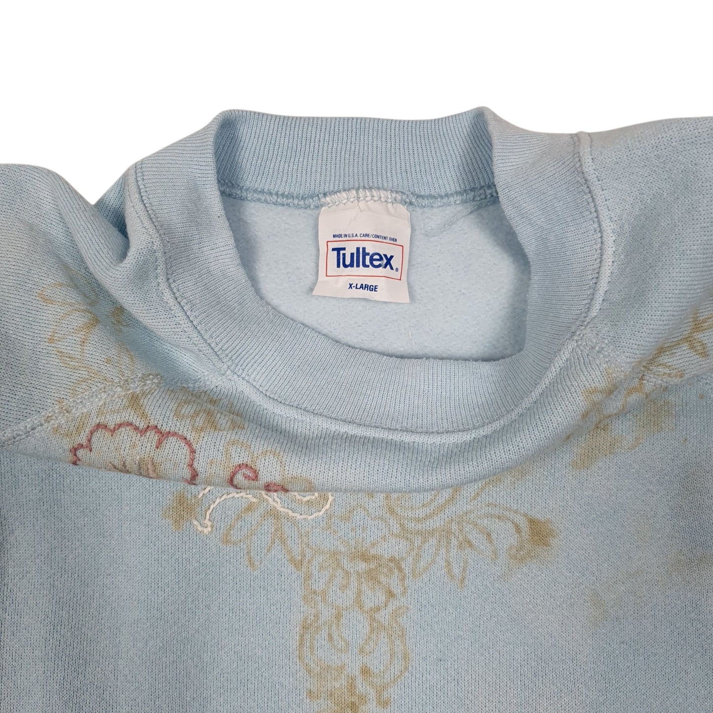 Mens Blue Tultex Vintage 90s Crewneck Jumper