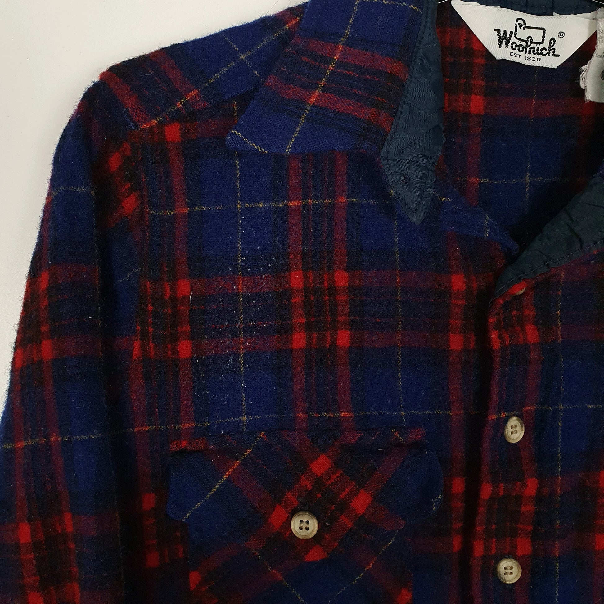 Mens Blue Woolrich Thick Flannel Plaid Vintage 90s  Shirt