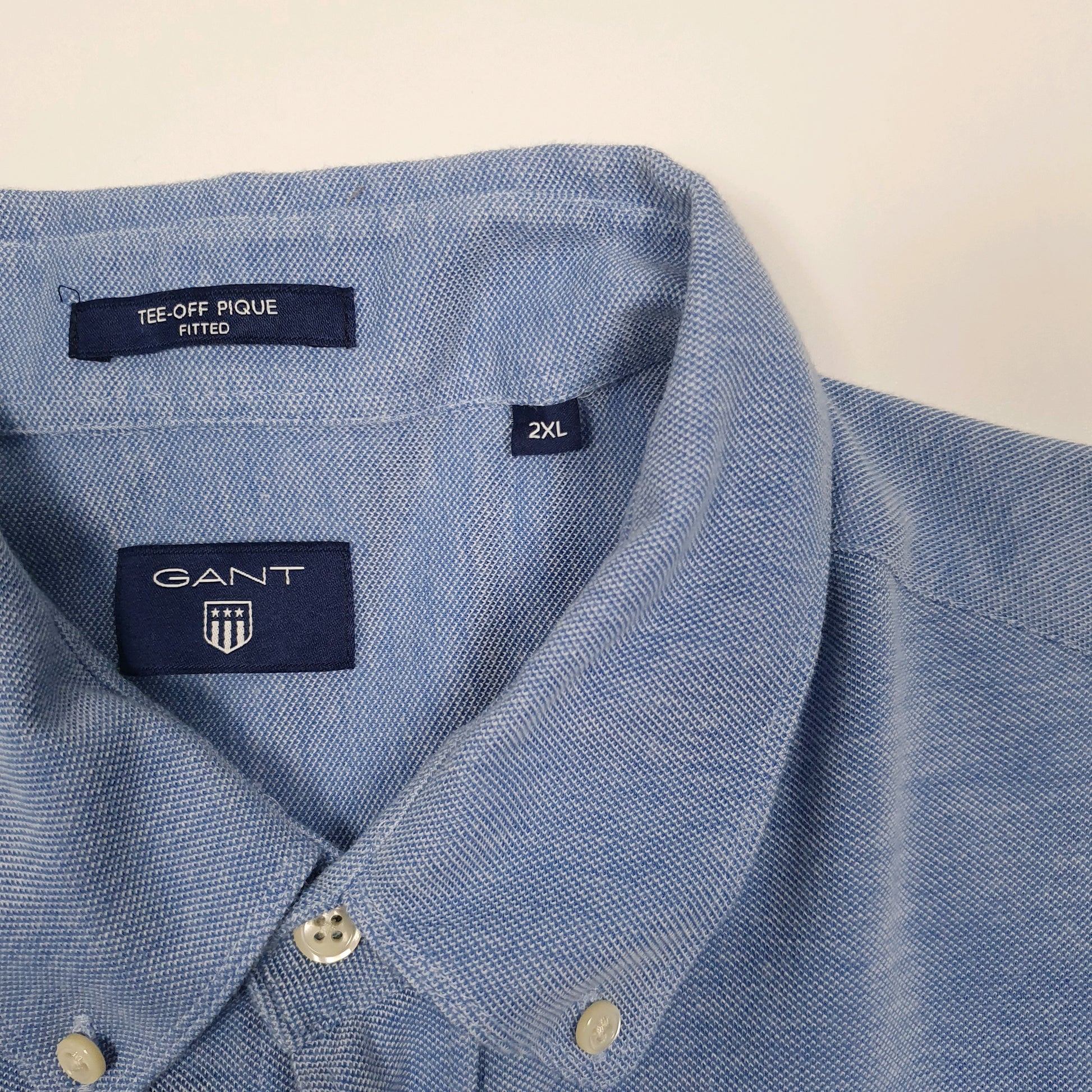 Mens Blue GANT Tee-Off Pique  Shirt