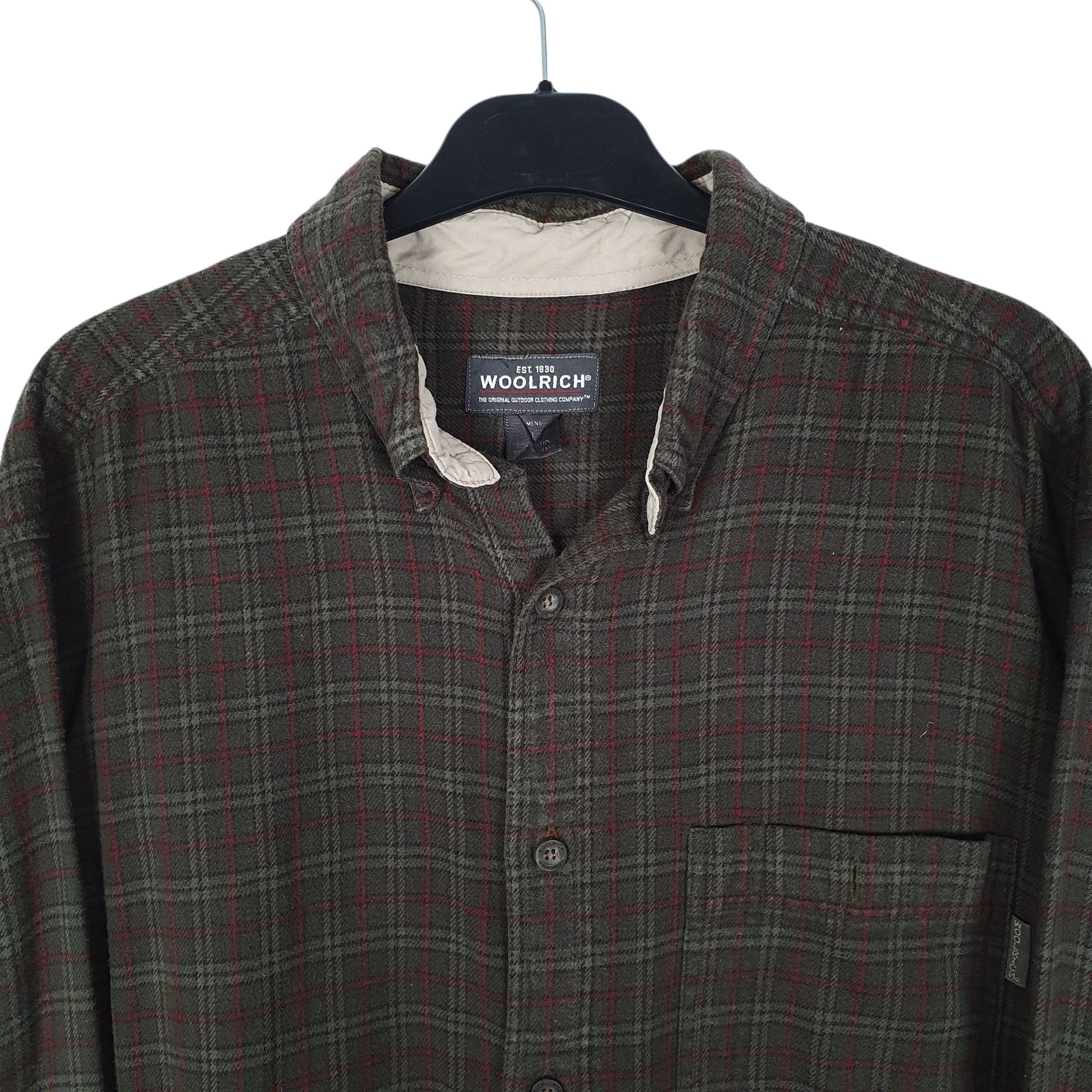 Mens Green Woolrich Thick Flannel  Shirt