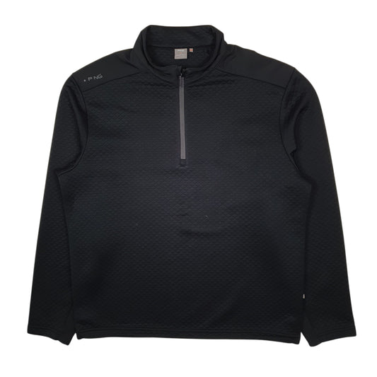 Mens Black Pink Golf Quarter Zip Jumper