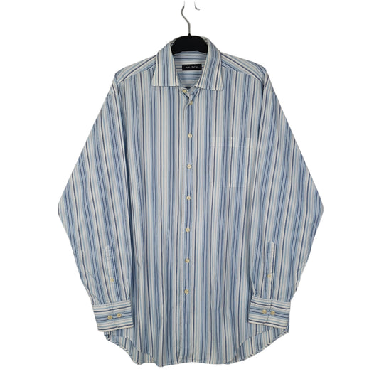 Mens Blue Nautica Vintage 90s Long Sleeve Shirt