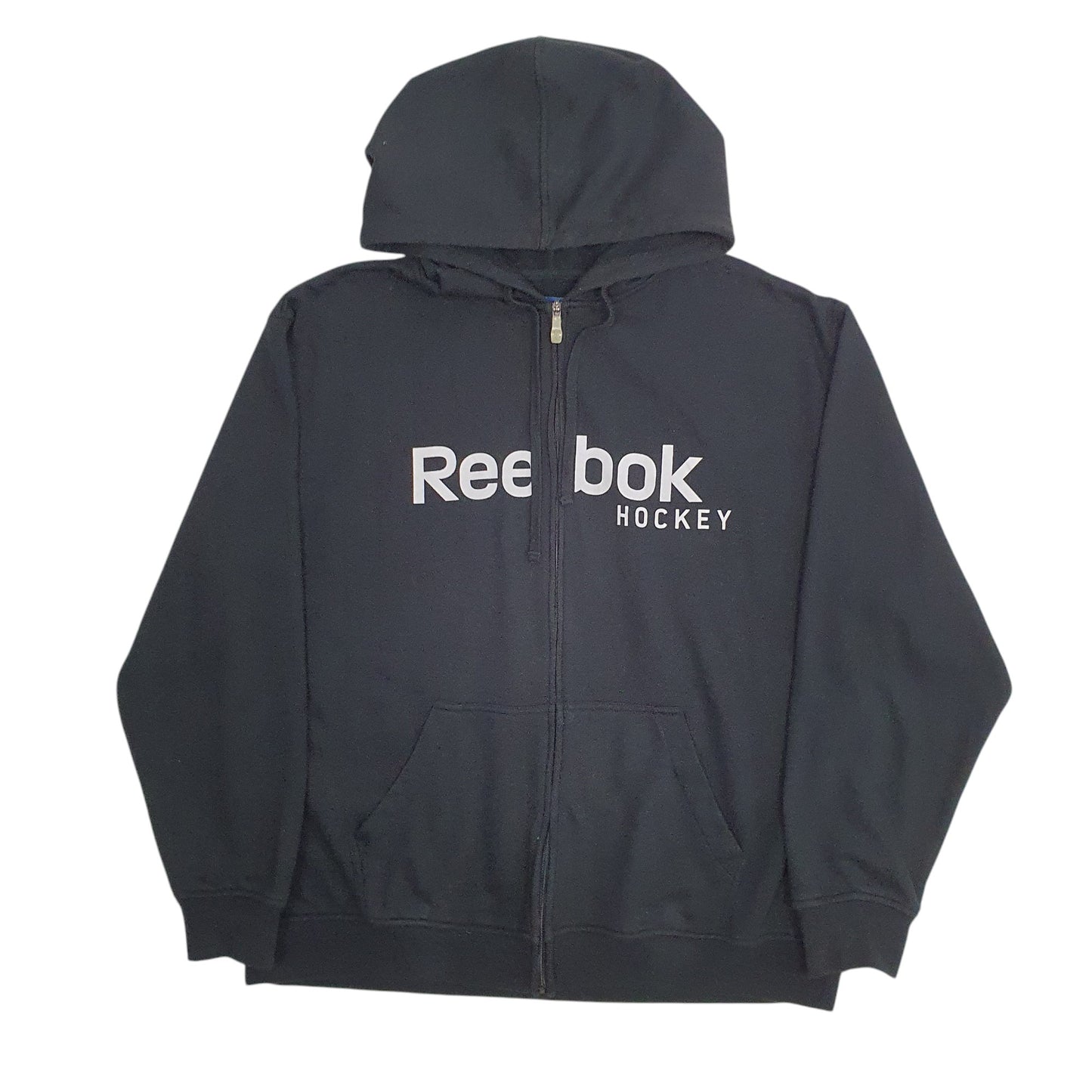 Mens Black Reebok Hockey Hoodie Full Zip Jumper