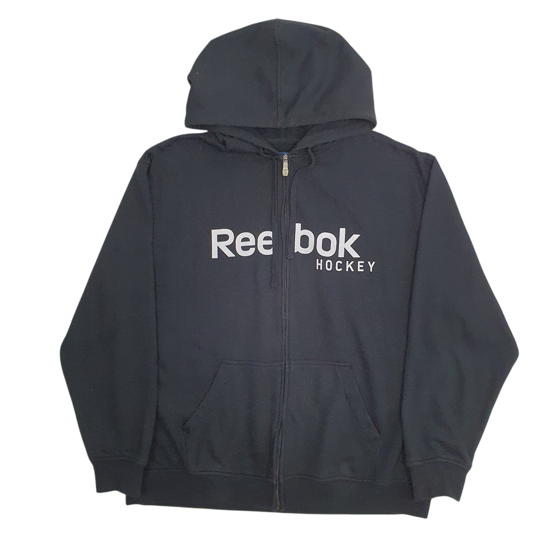 Mens Black Reebok Hockey Hoodie Full Zip Jumper