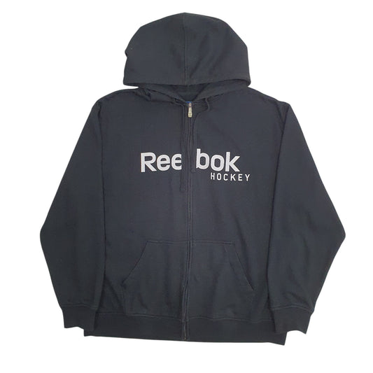 Mens Black Reebok Hockey Hoodie Full Zip Jumper