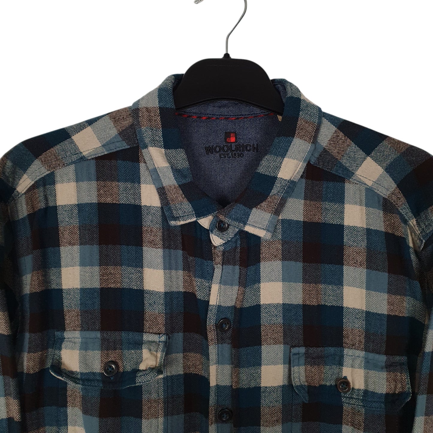 Womens Blue Woolrich Thick Flannel Plaid  Shirt