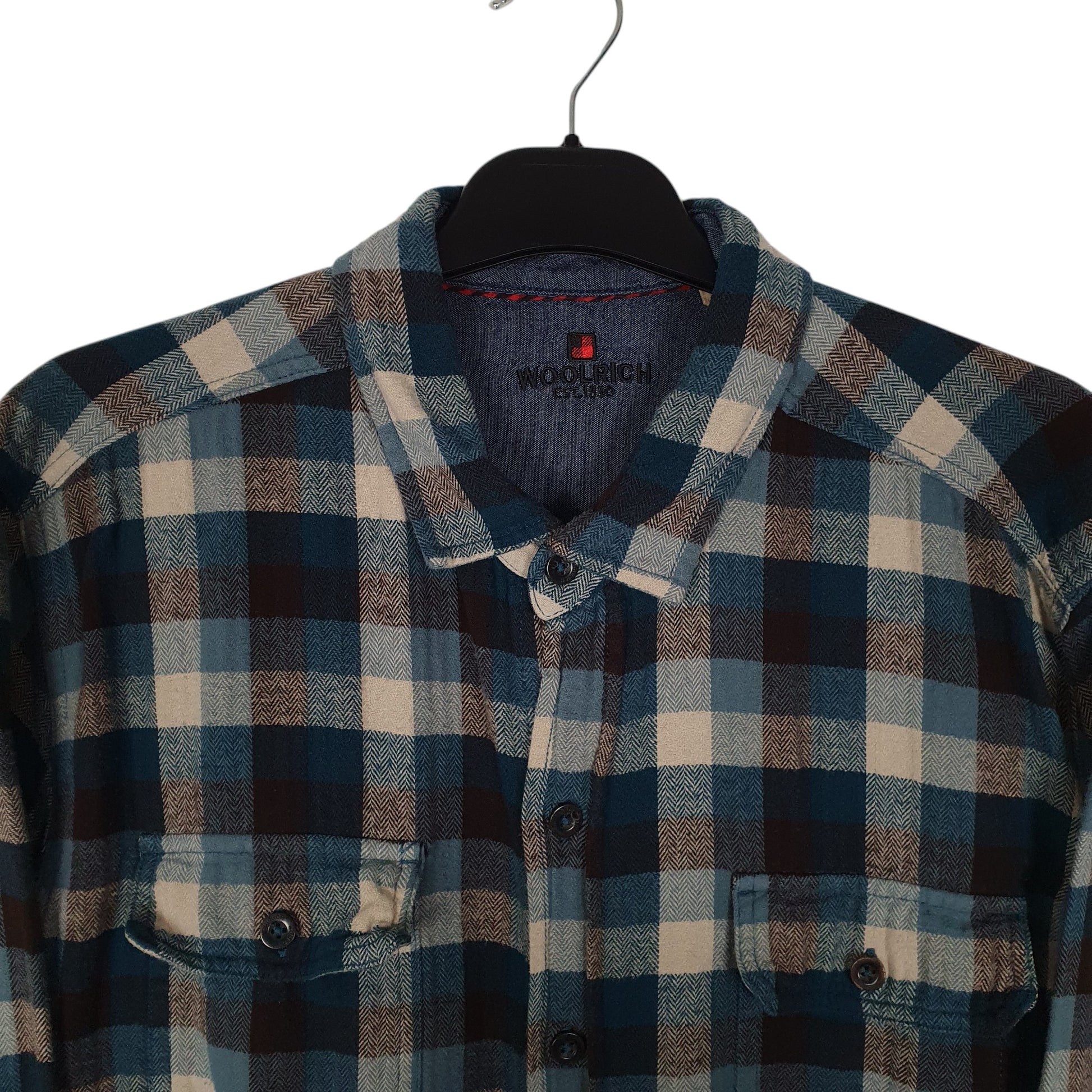 Womens Blue Woolrich Thick Flannel Plaid  Shirt