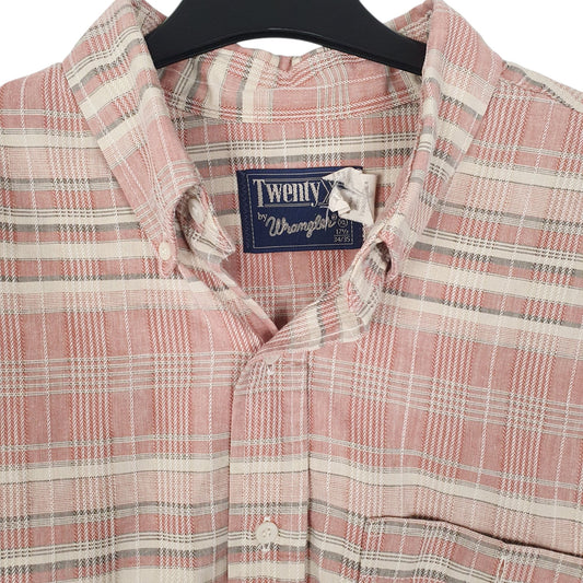 Mens Pink Wrangler Twenty X Vintage 90s Made In USA  Shirt