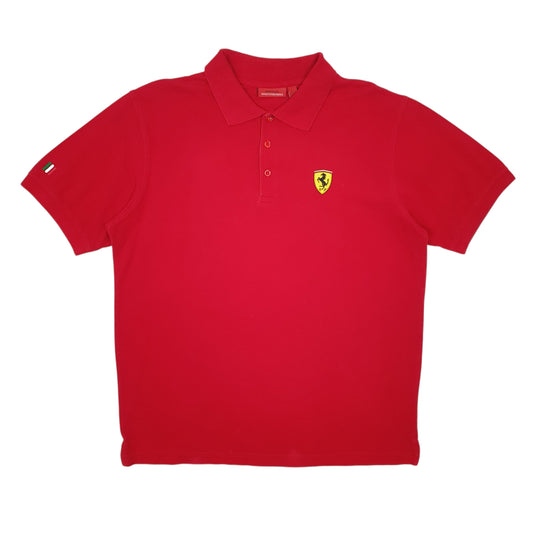 Mens Red Ferrari  Short Sleeve Polo Shirt