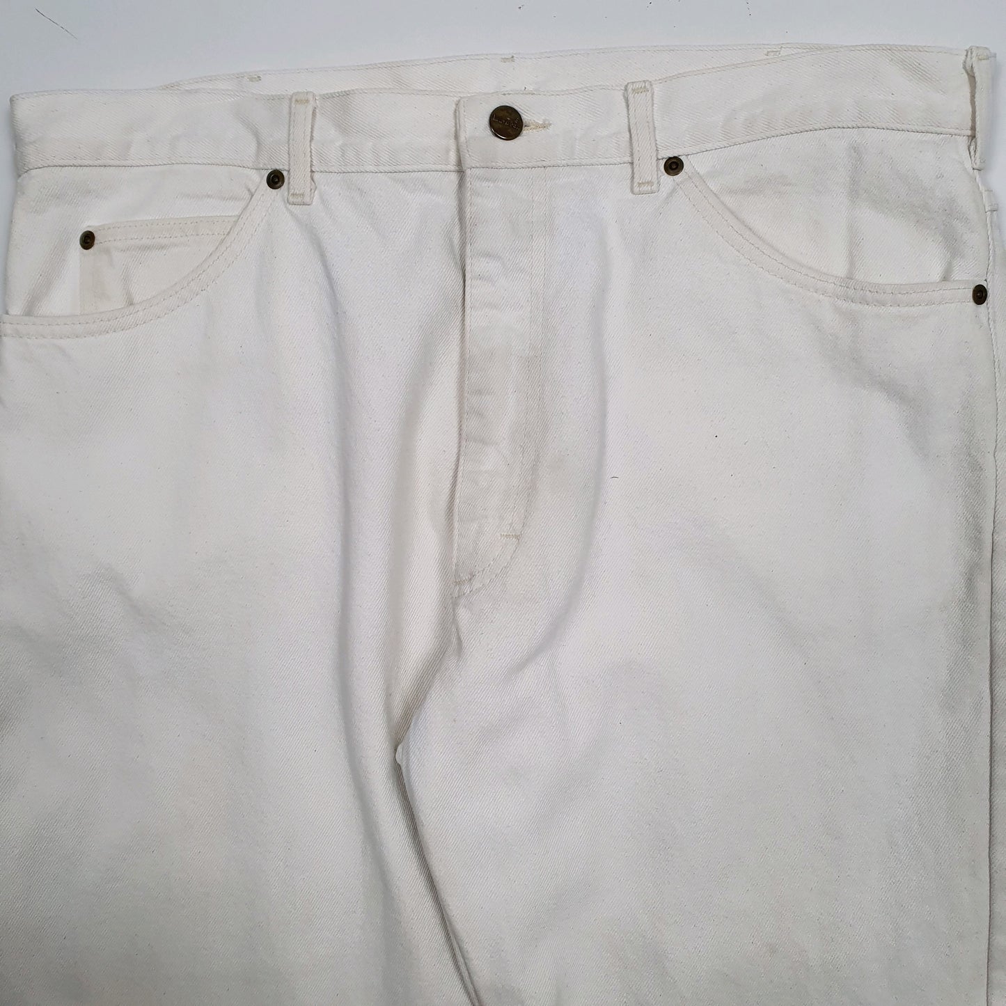 Mens White L.L.Bean Vintage 90s Made In USA Fleece Lined  Jeans