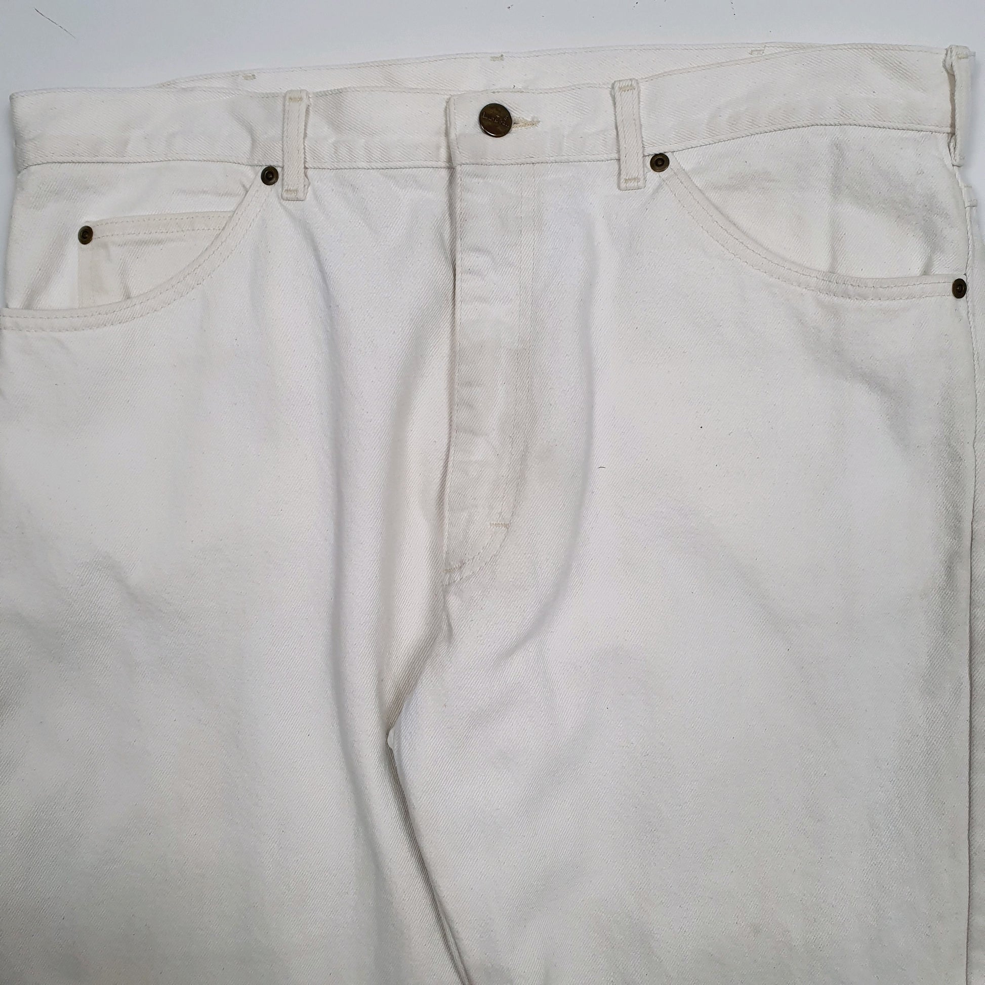 Mens White L.L.Bean Vintage 90s Made In USA Fleece Lined  Jeans