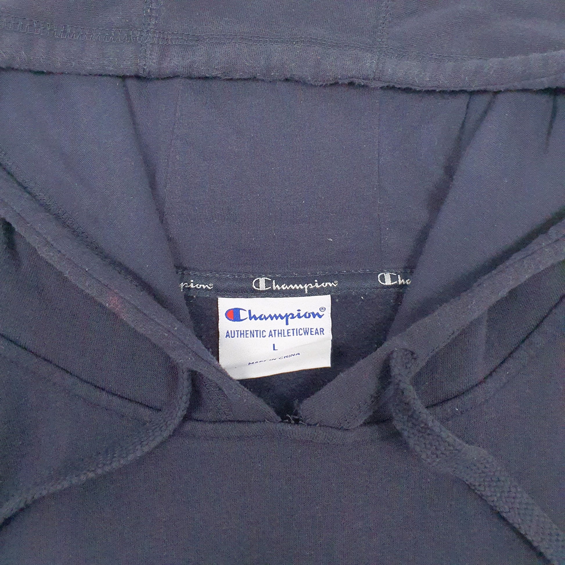 Mens Navy Champion Spellout Hoodie Jumper