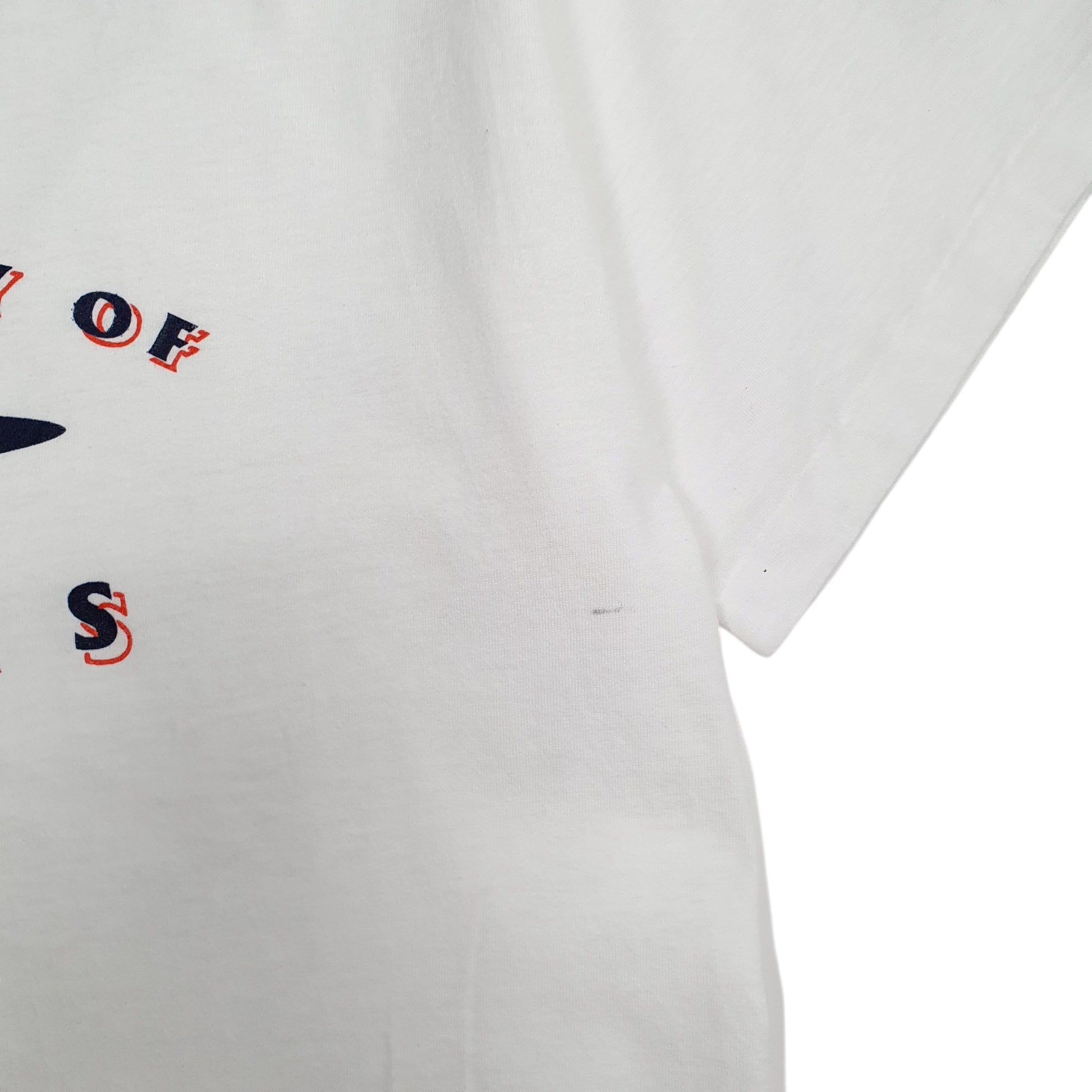 Mens White Russell Athletic Single Stitch Vintage 90s Illinois University  T Shirt