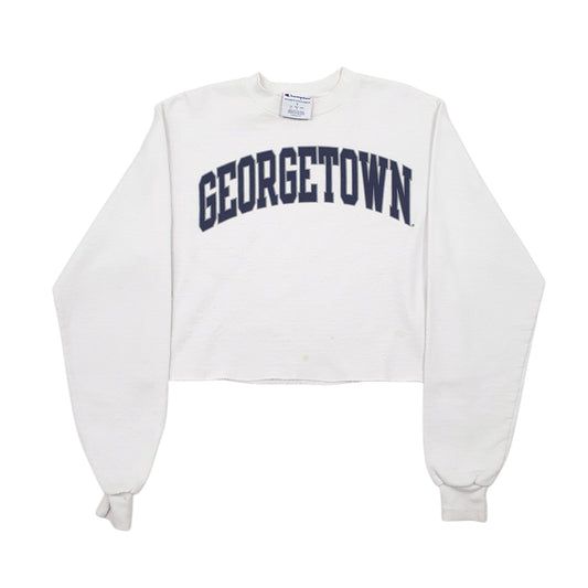 Womens White Champion Croptop Georgetown Crewneck Jumper