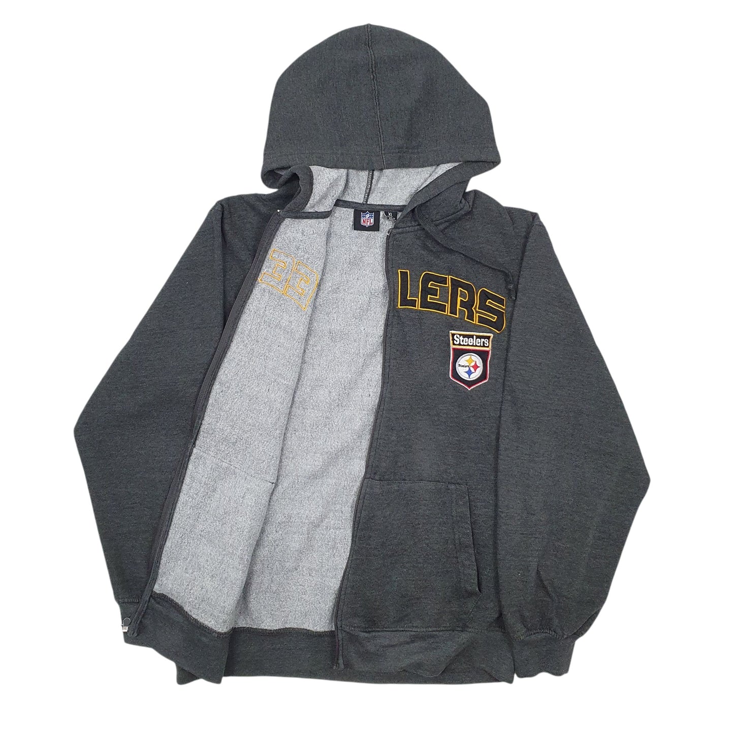 Mens Grey NFL Steelers Full Zip Jumper