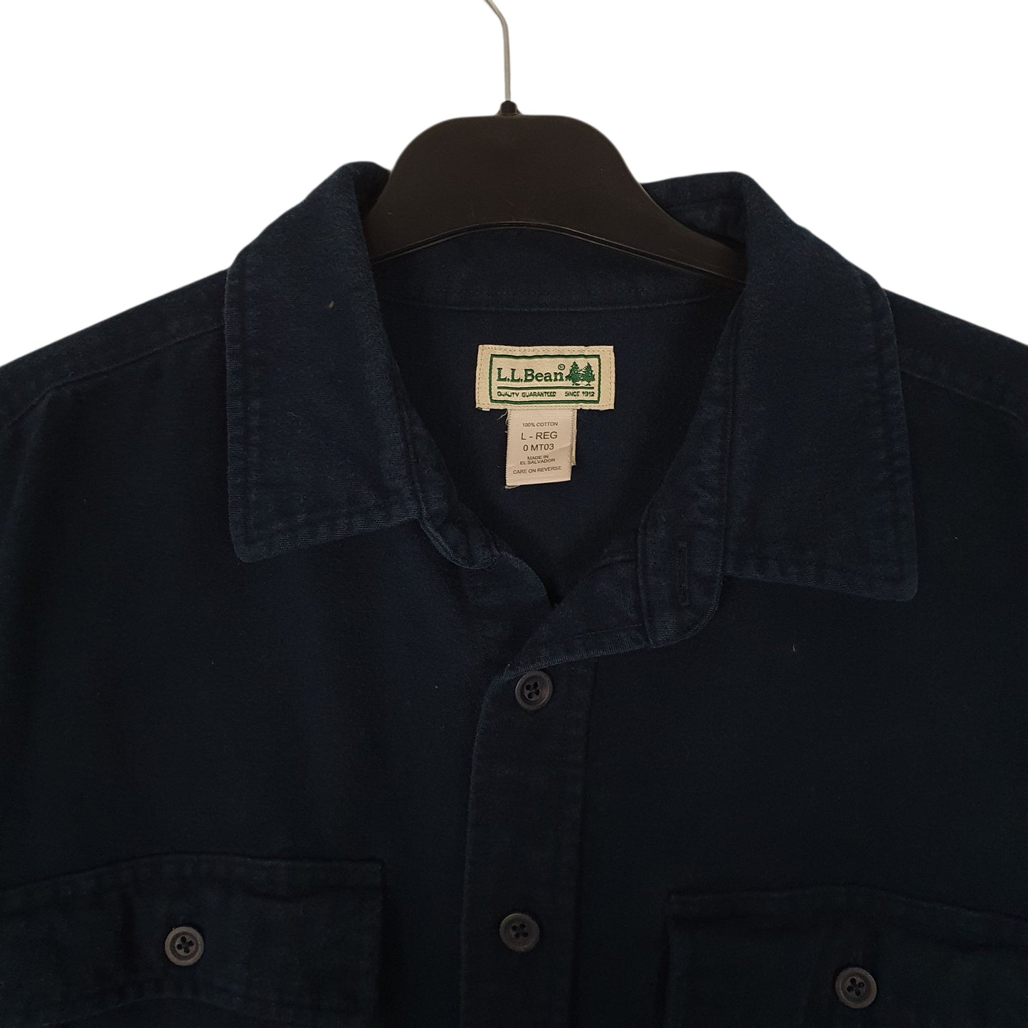 Mens Navy L.L.Bean Thick Chamois  Shirt
