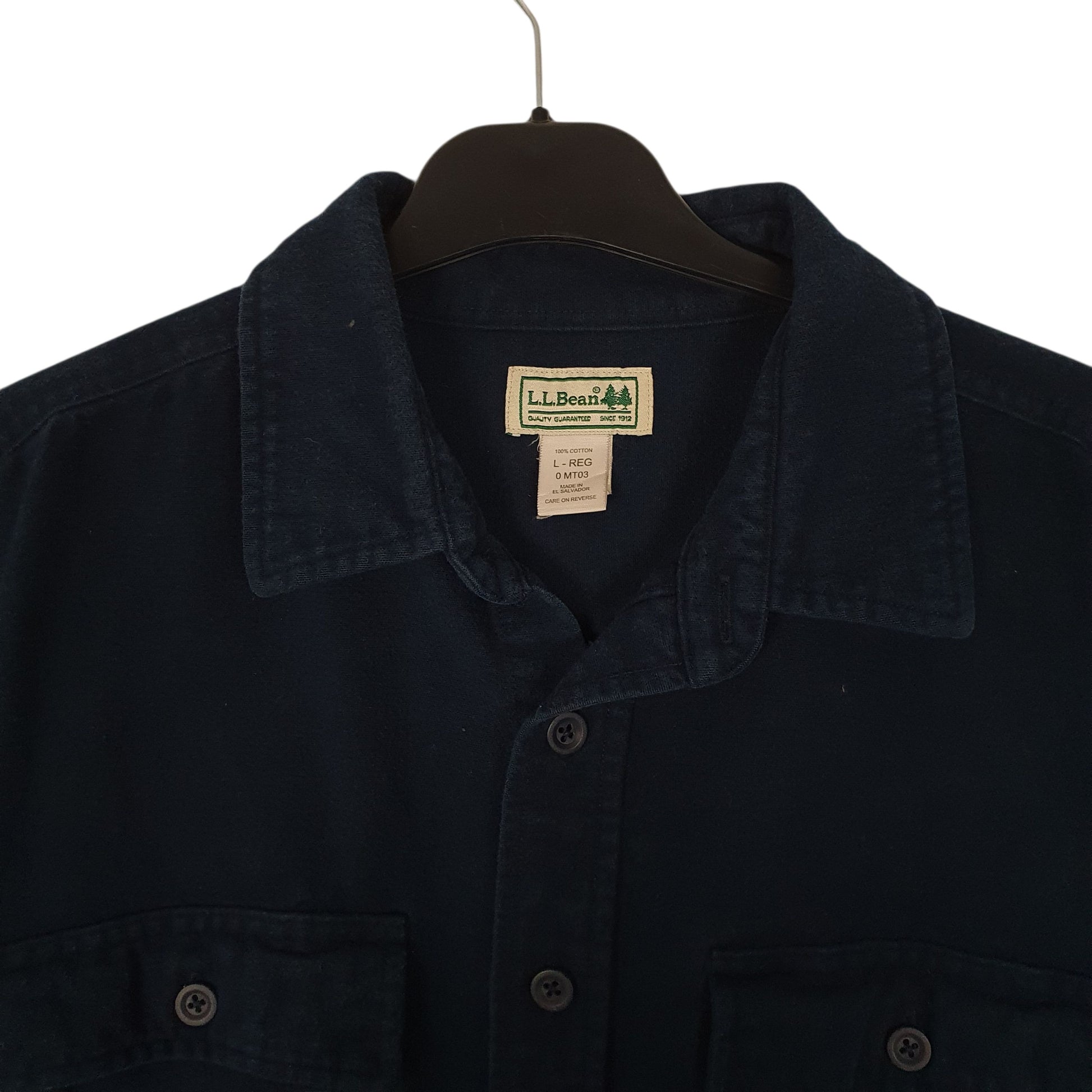 Mens Navy L.L.Bean Thick Chamois  Shirt