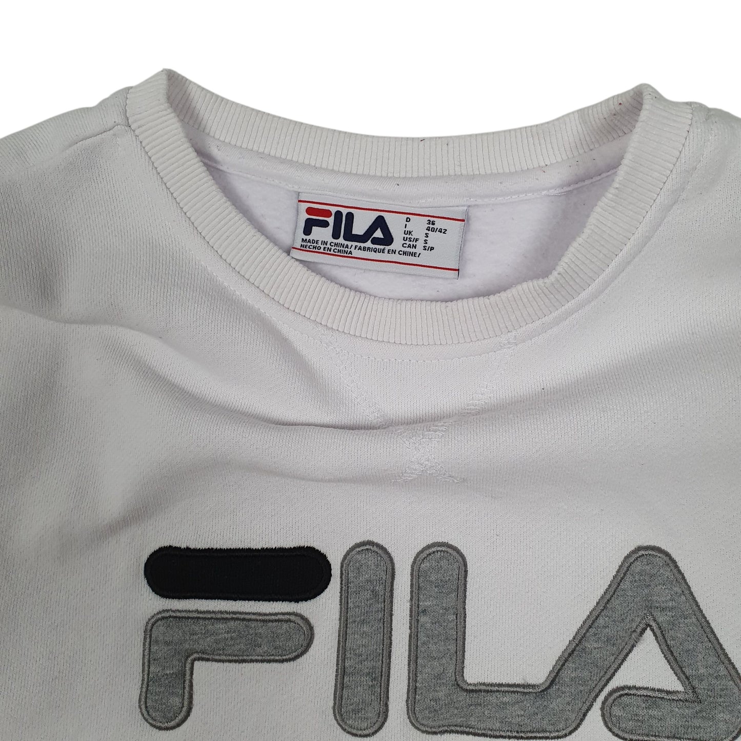 Womens White Fila  Crewneck Jumper