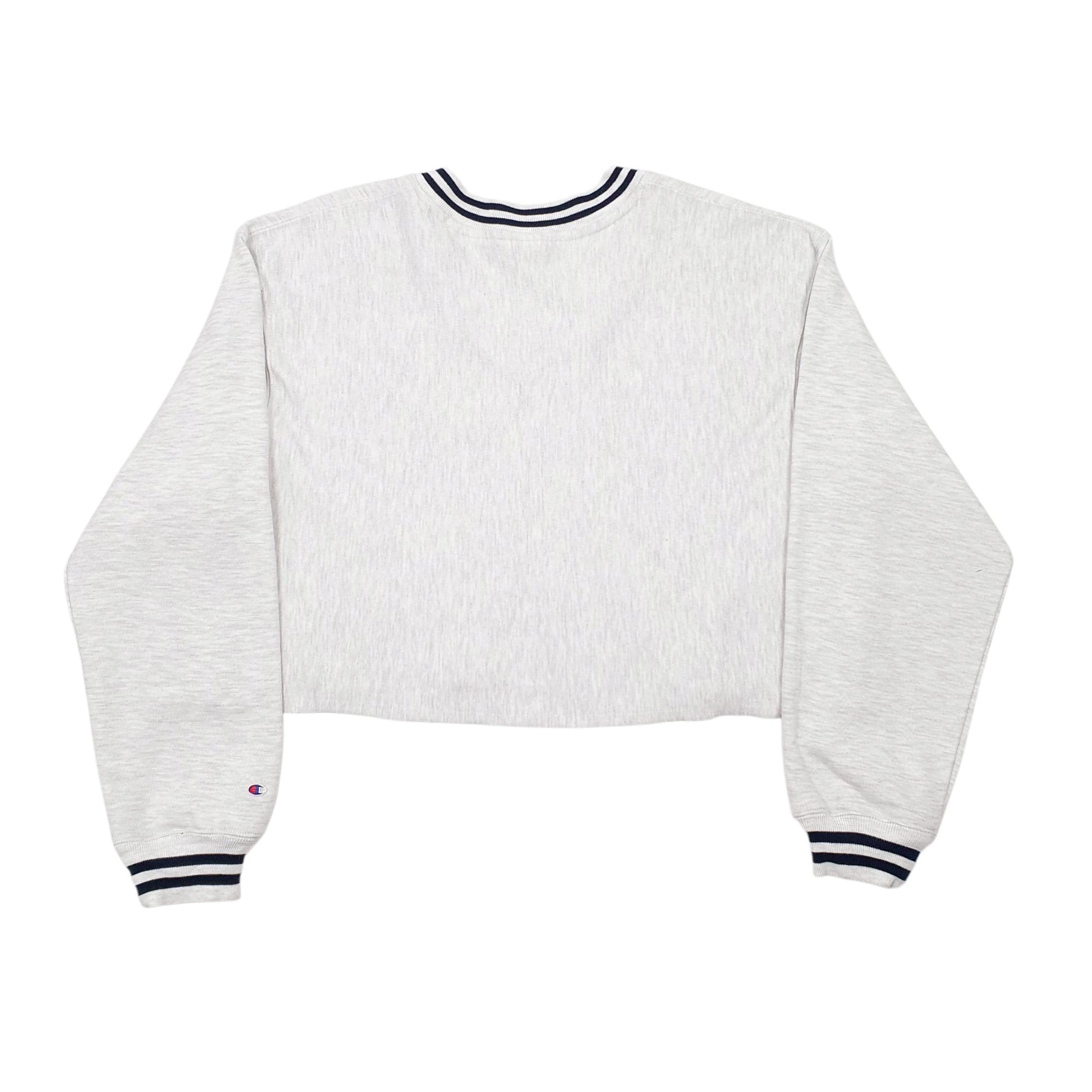 Womens Grey Champion Reverse Weave Croptop V Neck Jumper