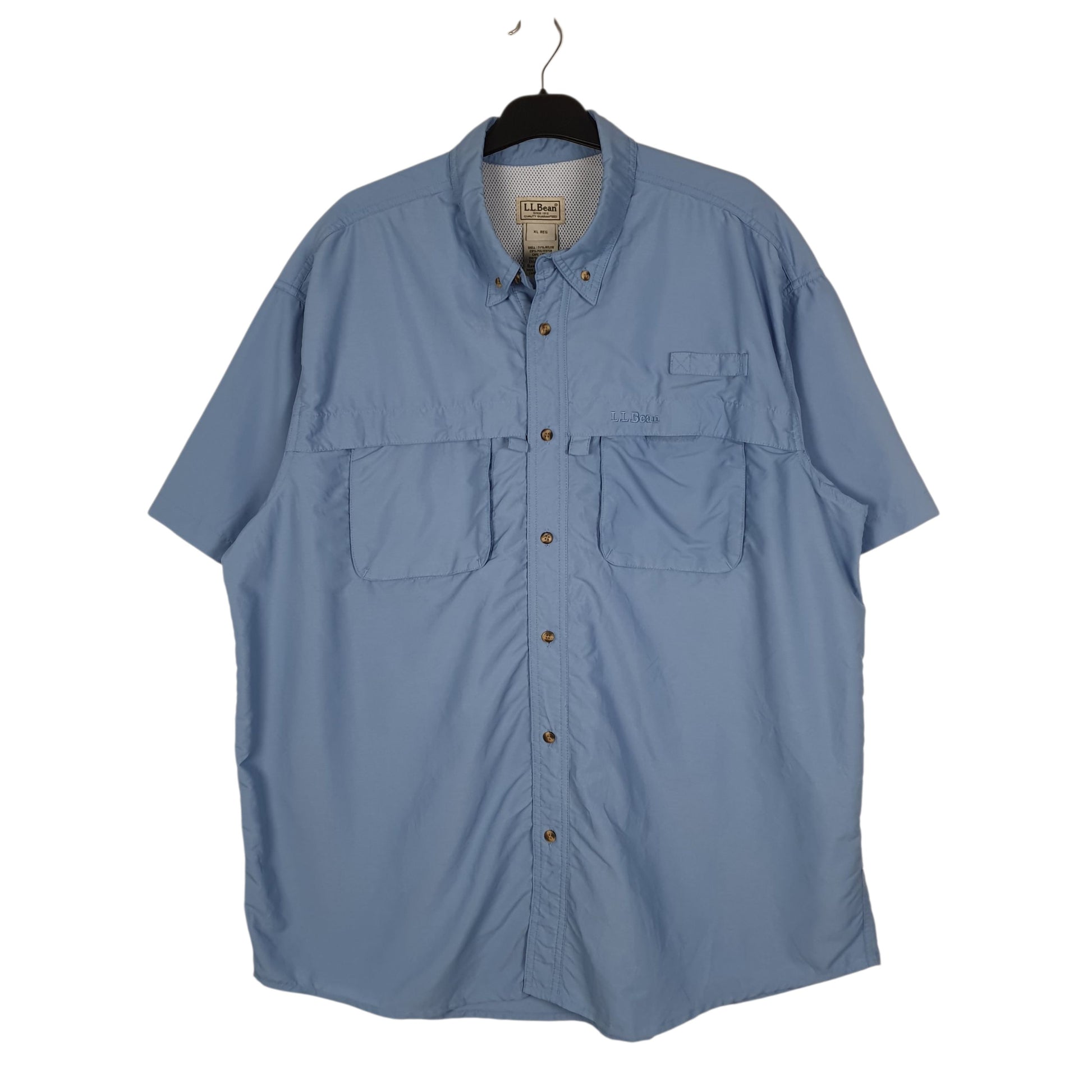 Mens Blue L.L.Bean Walking Hiking Short Sleeve Shirt