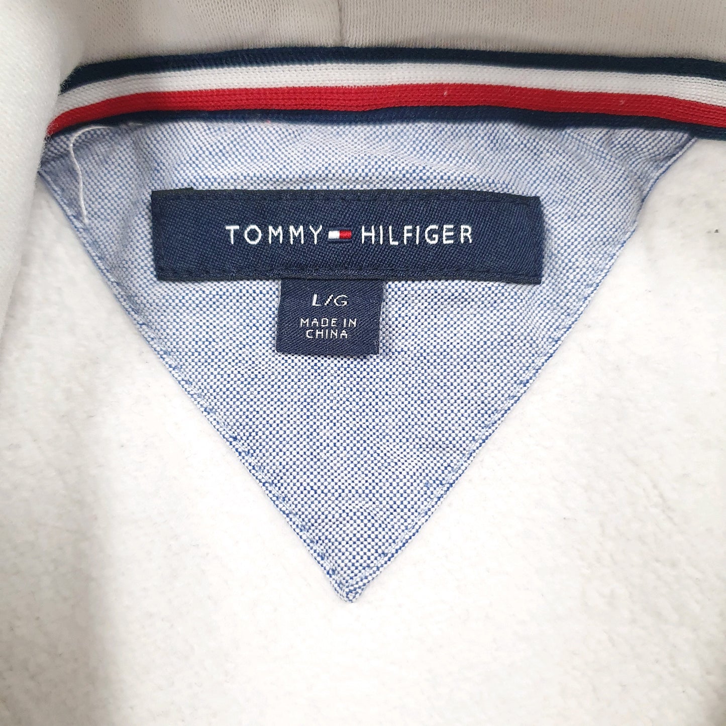 Mens White Tommy Hilfiger Spellout Hoodie Jumper