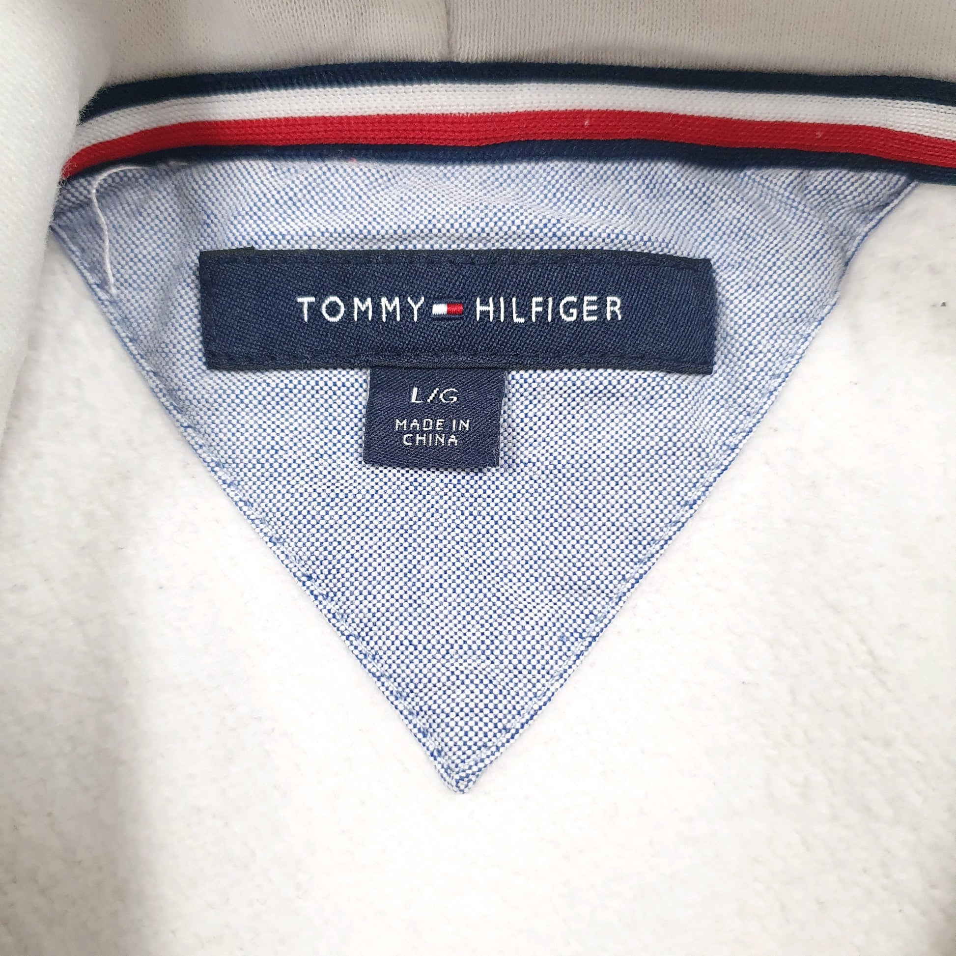 Mens White Tommy Hilfiger Spellout Hoodie Jumper
