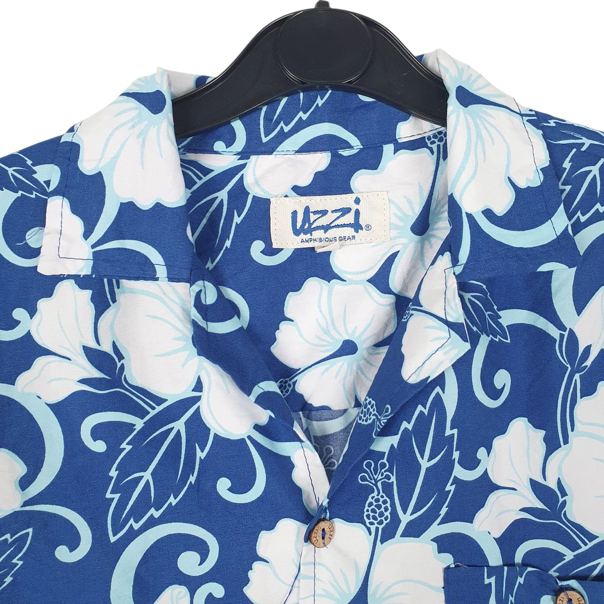 Mens Blue Uzzi Hawaiian  Shirt