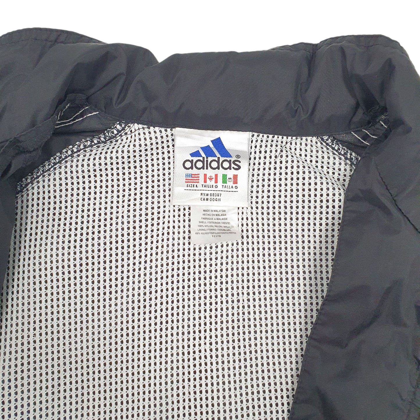 Mens Black Adidas Vintage 90s Concealed Hood  Coat