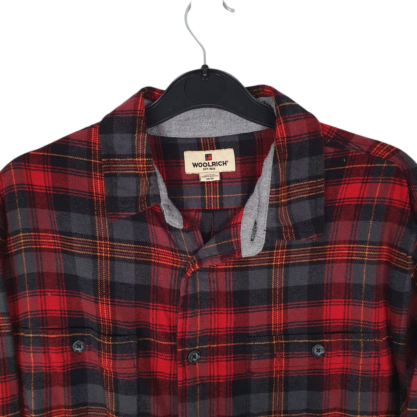 Mens Red Woolrich Thick Flannel Plaid  Shirt