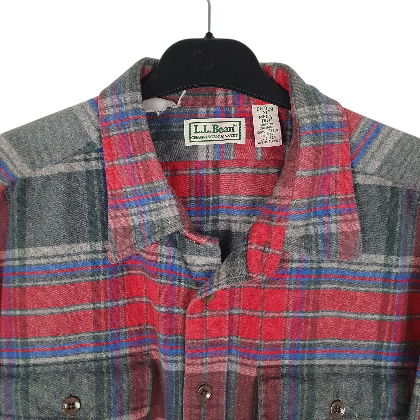 Mens Red L.L.Bean Tall Vintage 90s Chamois Cloth  Shirt